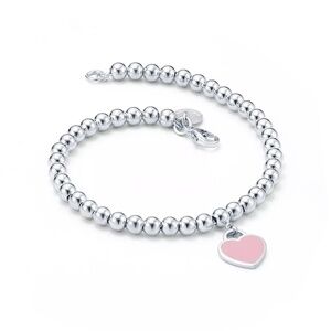 Tiffany & Co Pink Heart Tag Bead Bracelet
